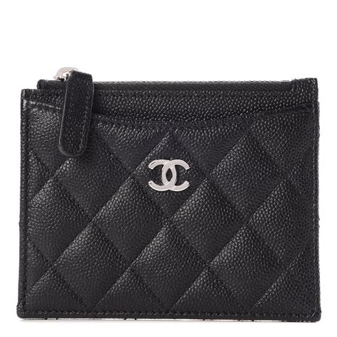 chanel zip card holder black|real Chanel card holder.